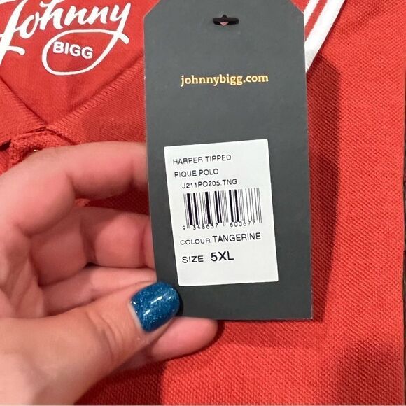NWT Johnny Bigg Harper Tipped Pique Polo Shirt Tangerine - Size 5X - Picture 3 of 6